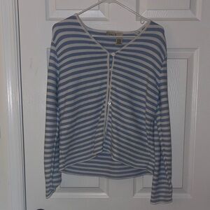 L.L Bean Knitted Striped Blue and White Women's Top